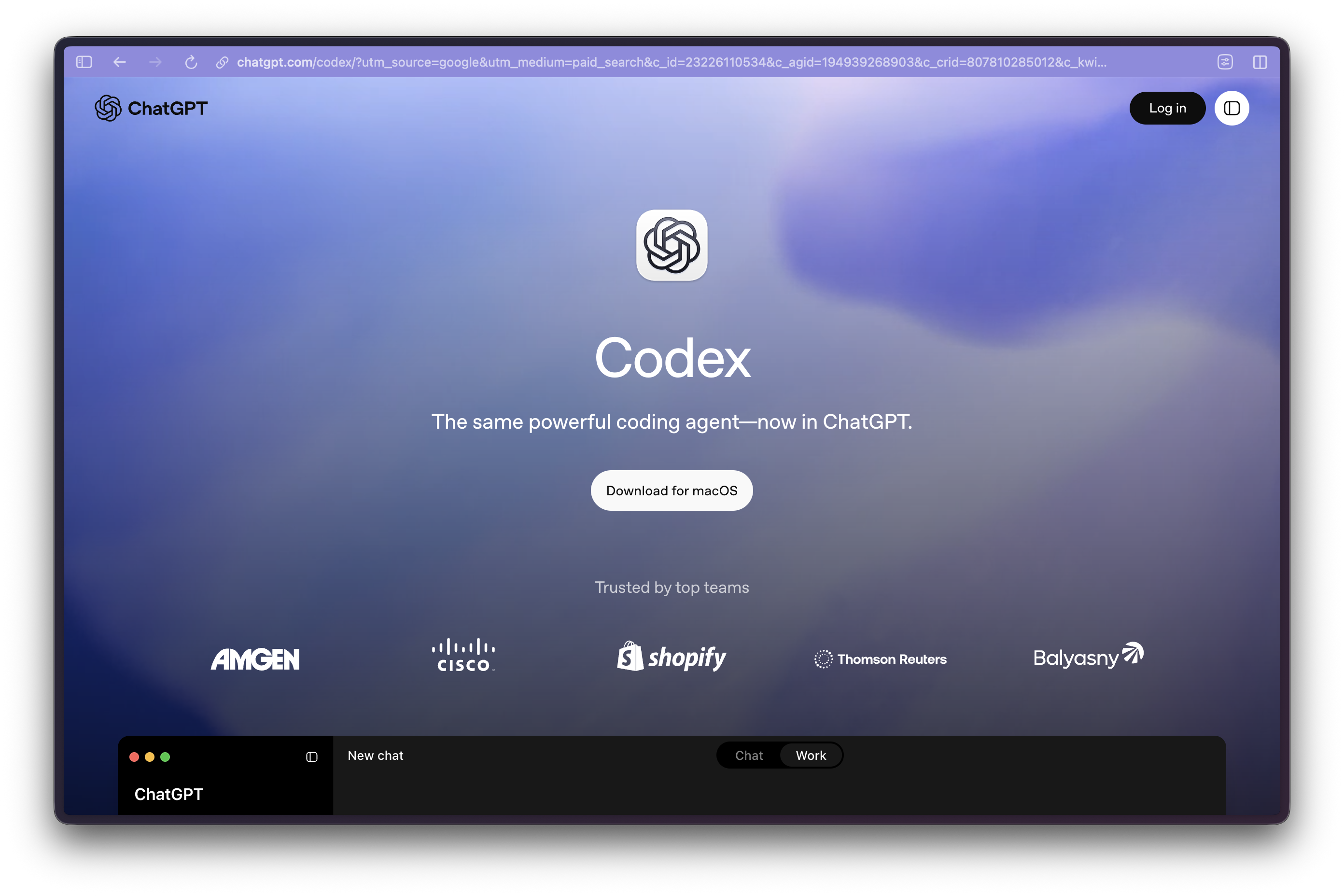 Codex desktop interface showing active agent work.